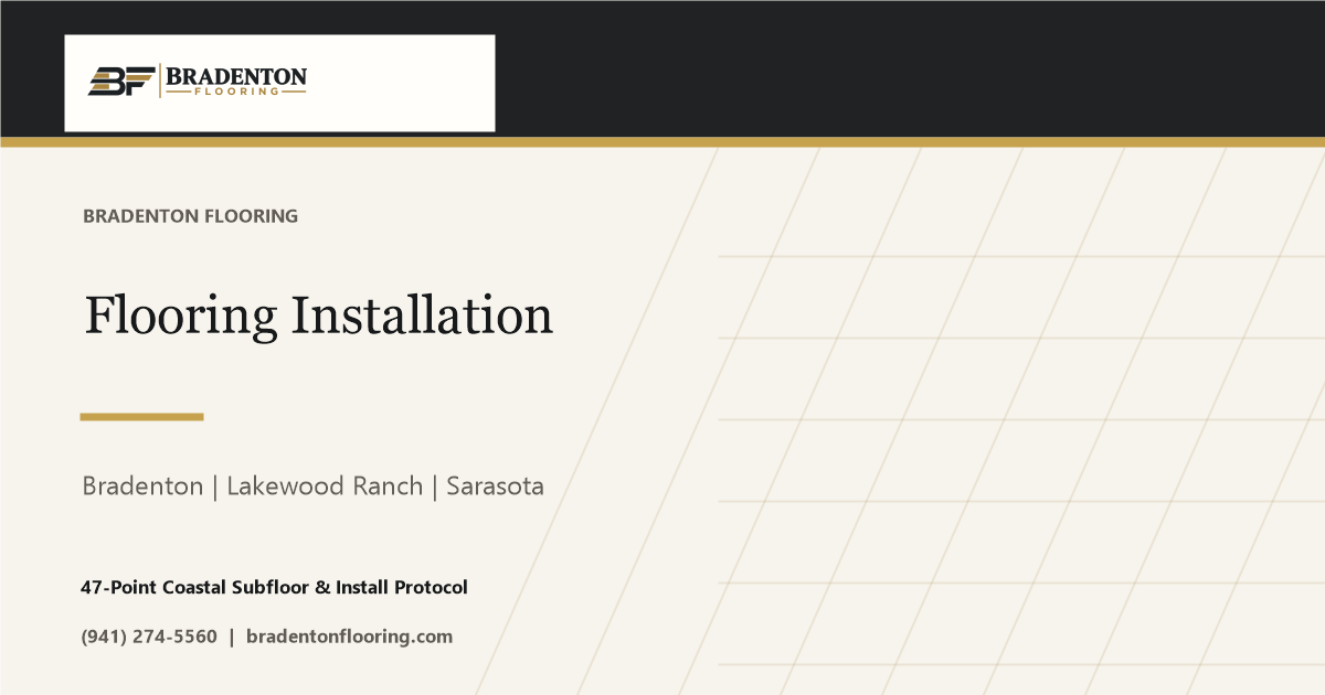 Map of flooring installation service area covering Bradenton, Lakewood Ranch and Sarasota FL